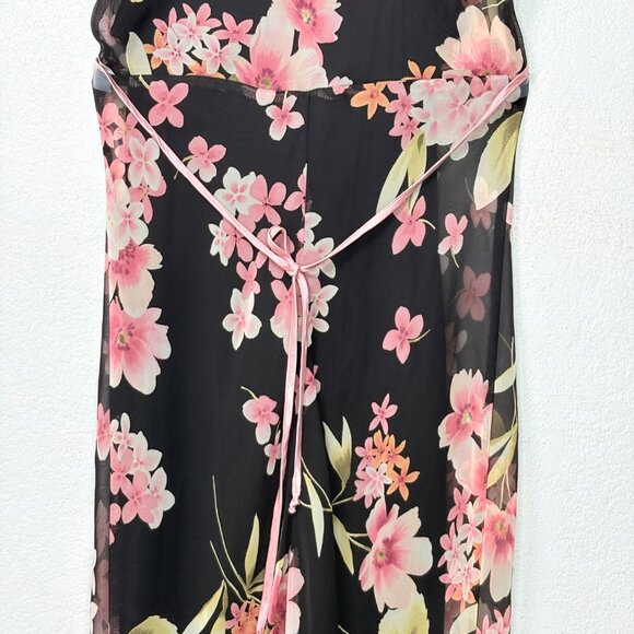 90s Rampage Babydoll Dress Sz 9 Whimsigoth Floral Sheer Asymmetrical Hem Fairy - Picture 8 of 13